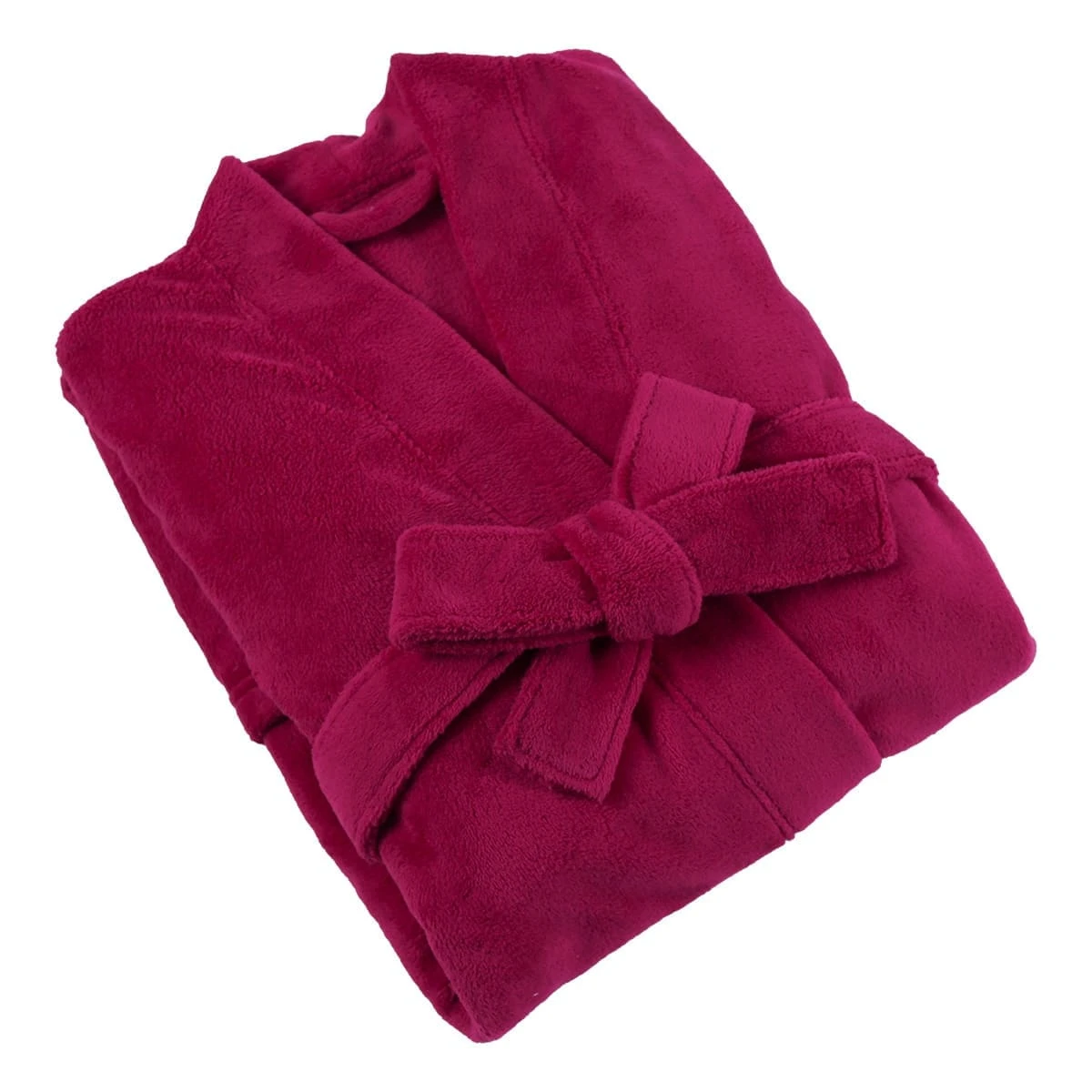 Solid Color Flannel Bathrobe (Wine Red)