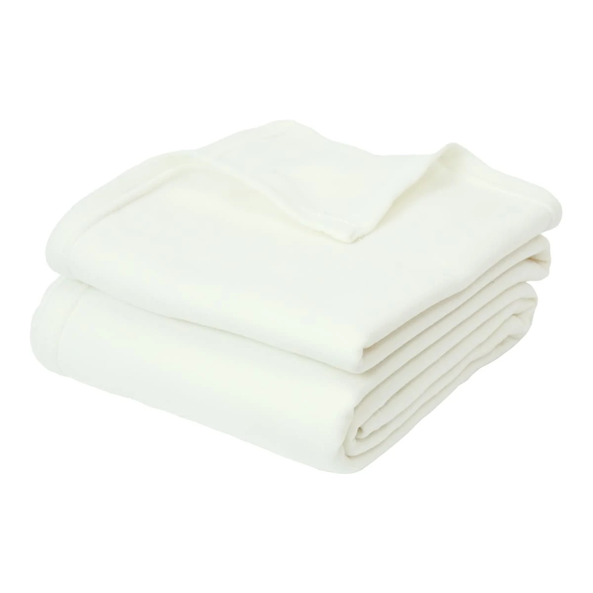 Solid Color Fleece Blanket (Cream) - Foldover Edging