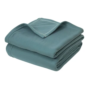Solid Color Fleece Blanket (Blue) - Foldover Edging