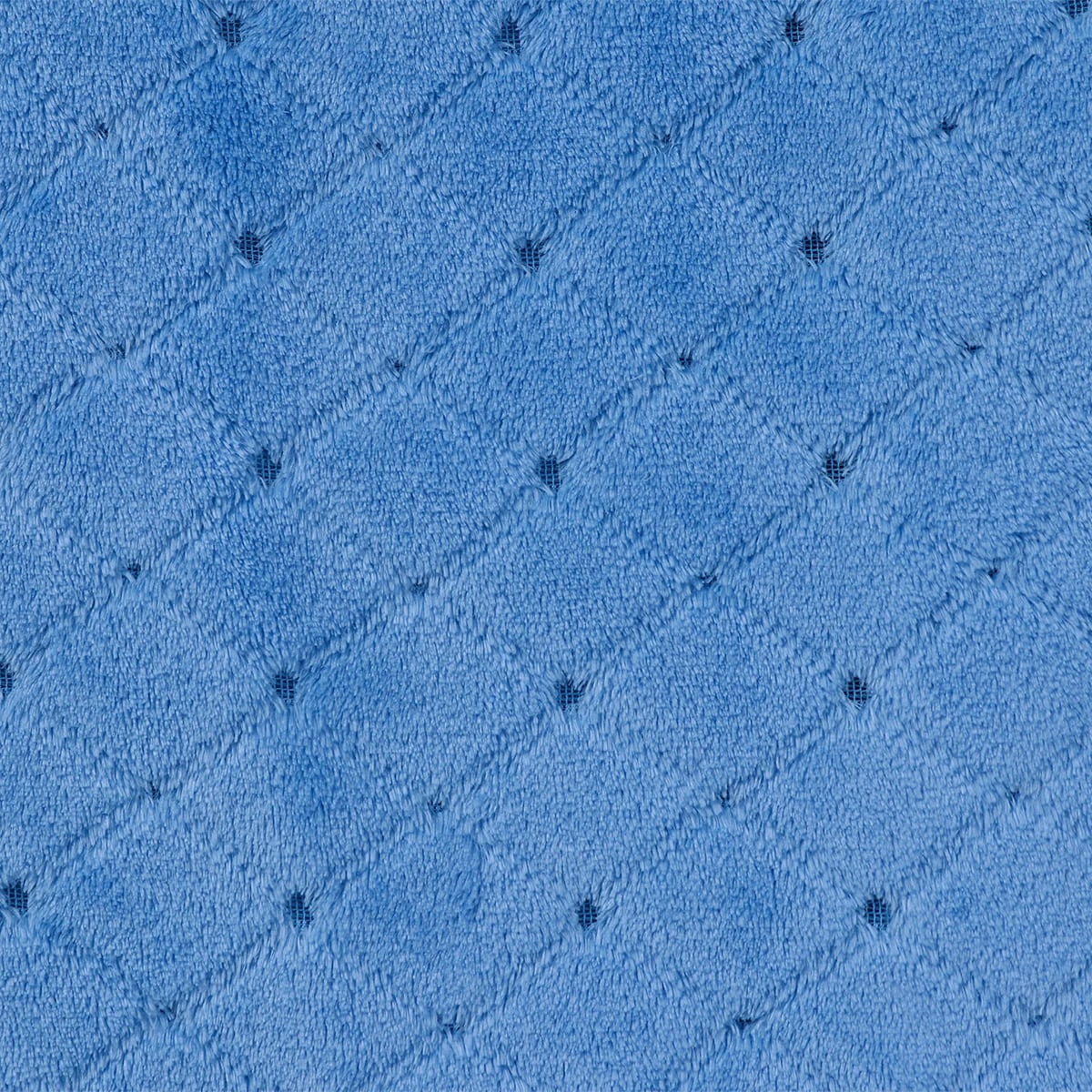 Solid Color Jacquard Flannel Bathrobe - Diamond Pattern (Blue)