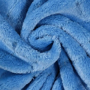 Solid Color Jacquard Flannel Bathrobe - Diamond Pattern (Blue)