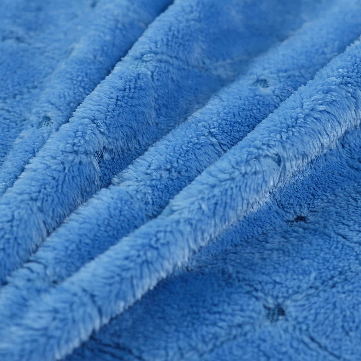 Solid Color Jacquard Flannel Bathrobe - Diamond Pattern (Blue)