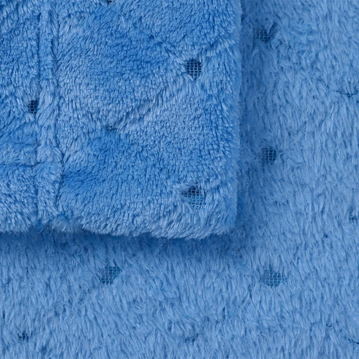 Solid Color Jacquard Flannel Bathrobe - Diamond Pattern (Blue)