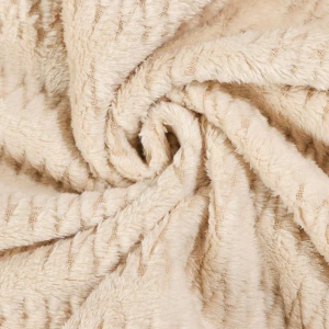 Solid Color Jacquard Flannel Bathrobe - Zigzag Pattern (Beige)