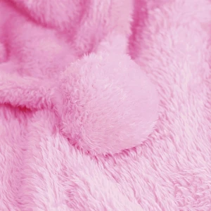 Solid Color Pom Pom Plush Throw with Handle Strap (Pink)