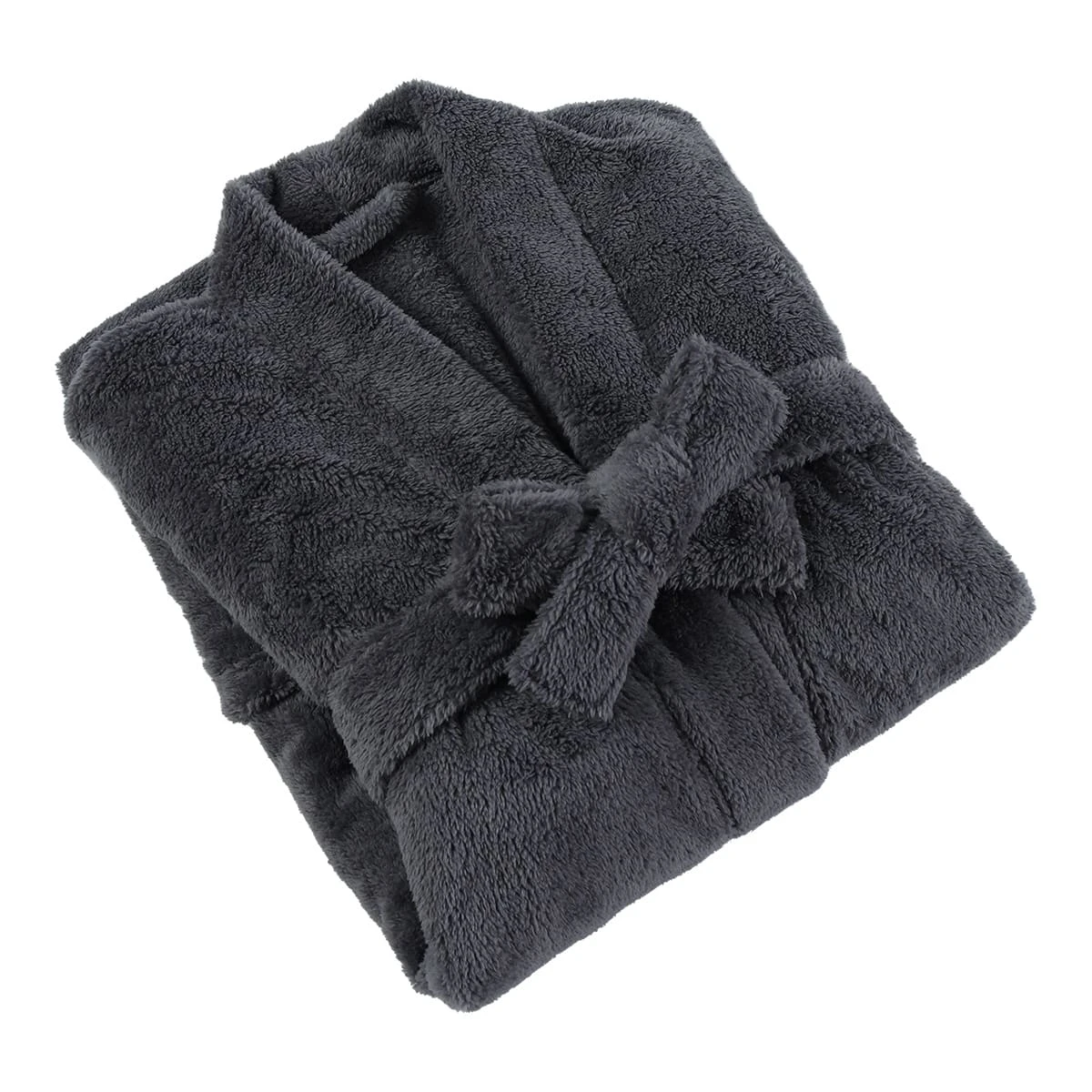 Solid Color Wombat Plush Bathrobe (Dark Grey)