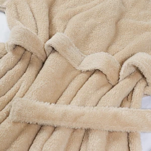 Solid Color Wombat Plush Bathrobe (Beige)