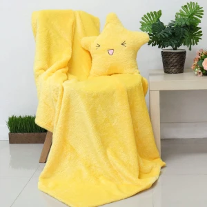 Star Plush Pillow Blanket (Yellow)