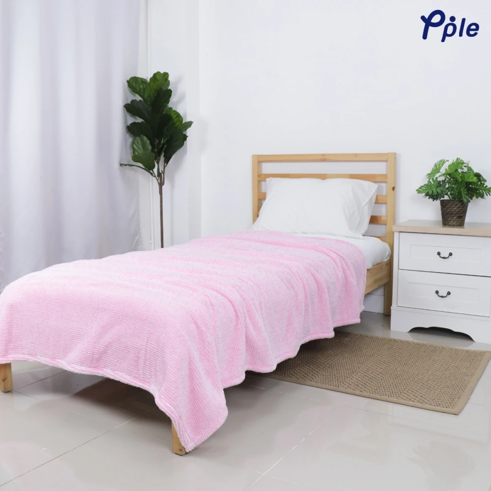 Stripe Frosted Plush Blanket (Pink)