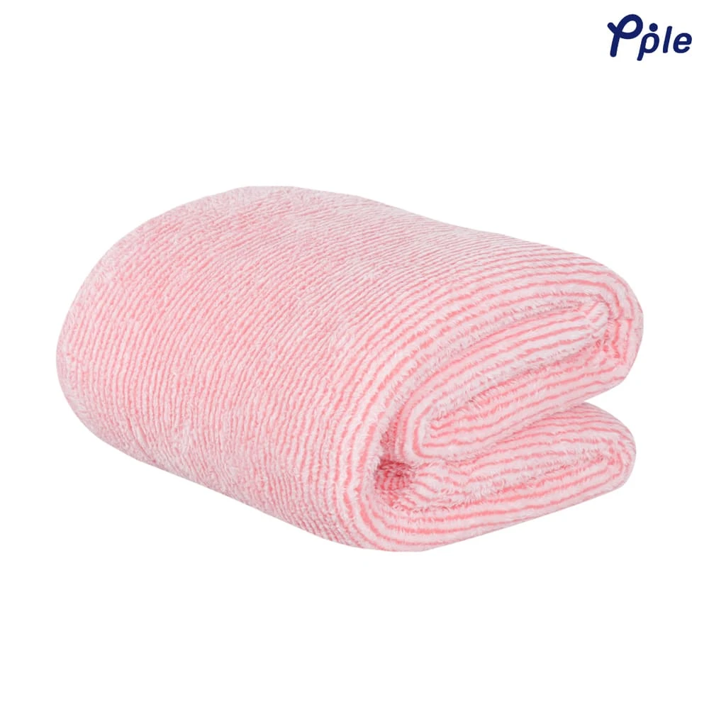 Stripe Frosted Plush Blanket (Peach)