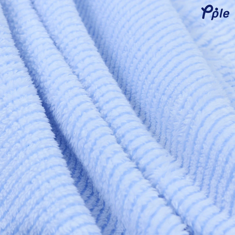 Stripe Frosted Plush Blanket (Sky Blue)