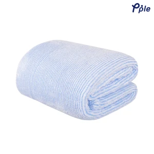 Stripe Frosted Plush Blanket (Sky Blue)