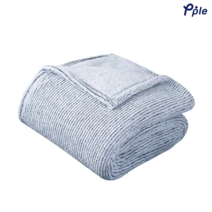 Stripe Frosted Plush Blanket (Grey)
