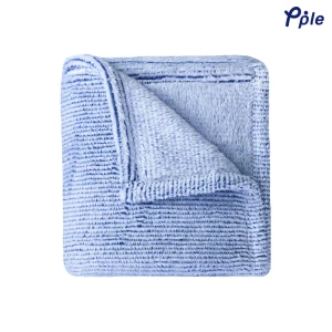 Stripe Frosted Plush Blanket (Blue)