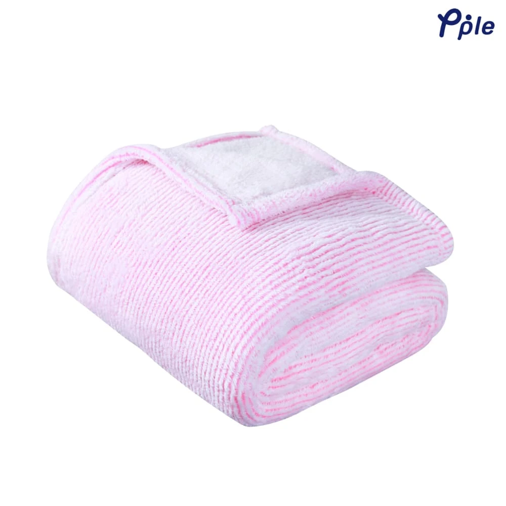 Stripe Frosted Plush Blanket (Vivid Pink)
