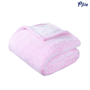 Stripe Frosted Plush Blanket (Vivid Pink)