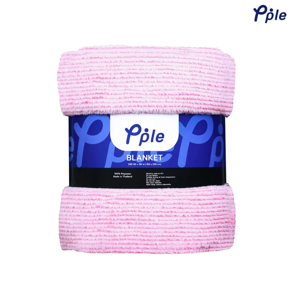 Stripe Frosted Plush Blanket (Vivid Pink)