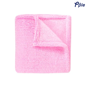 Stripe Frosted Plush Blanket (Vivid Pink)