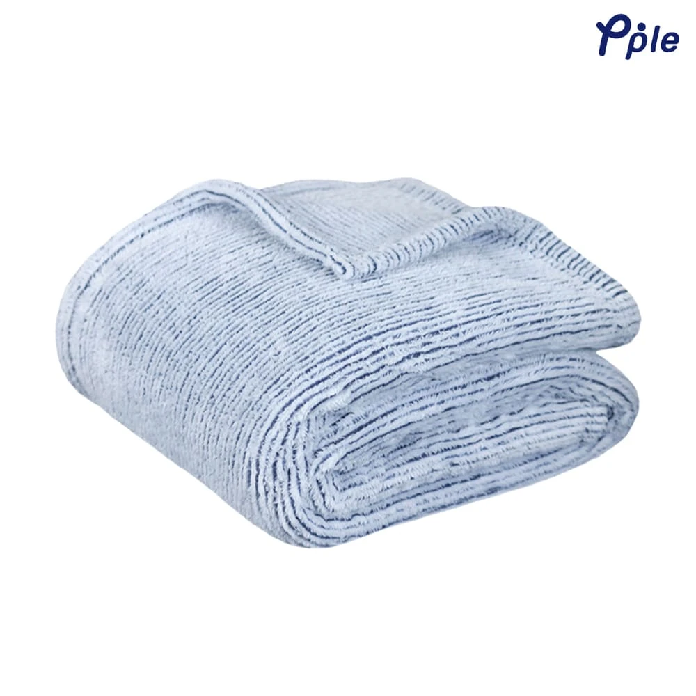 Stripe Frosted Plush Throw (Navy)