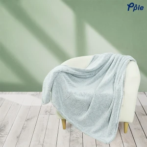 Stripe Frosted Plush Throw (Grey)