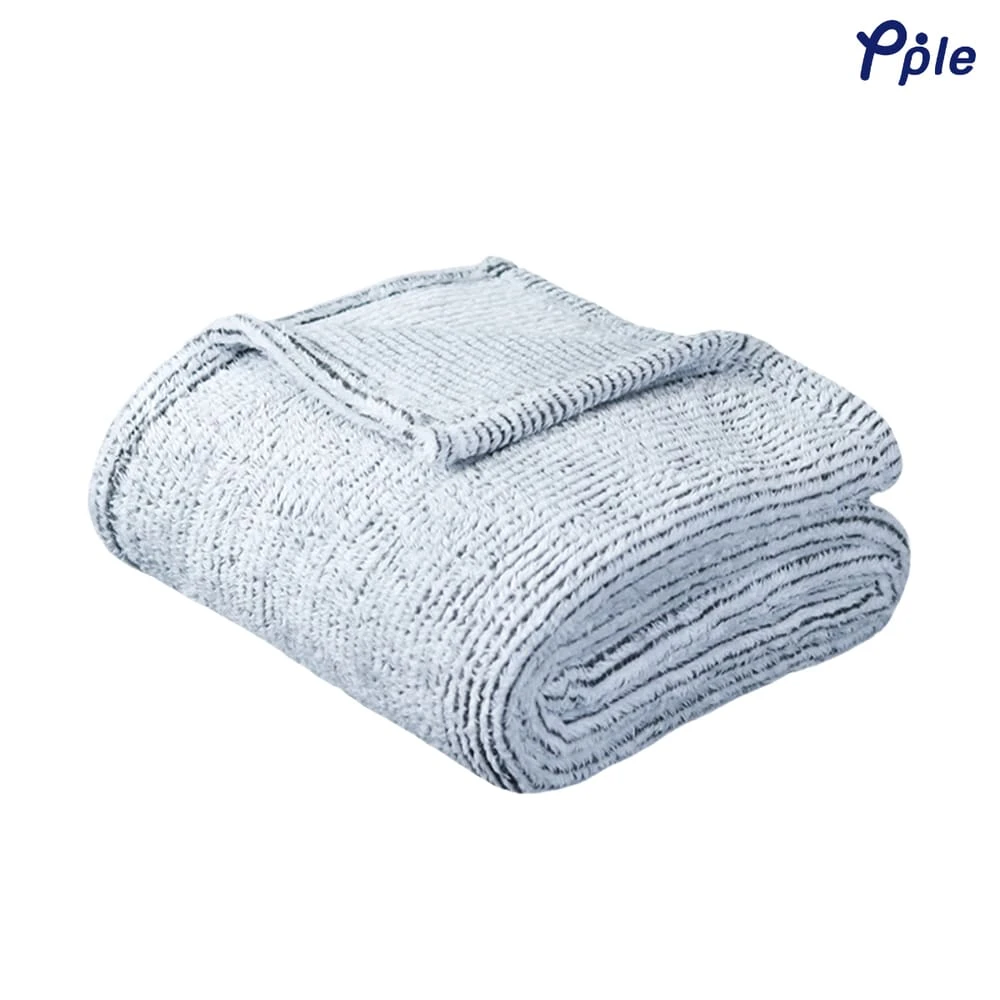 Stripe Frosted Plush Throw (Grey)