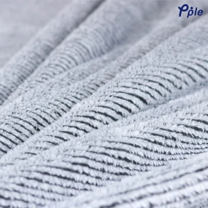 Stripe Frosted Plush Throw (Grey)