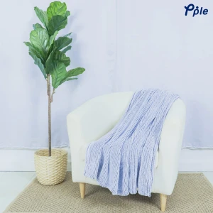 Stripe Frosted Plush Throw (Blue)