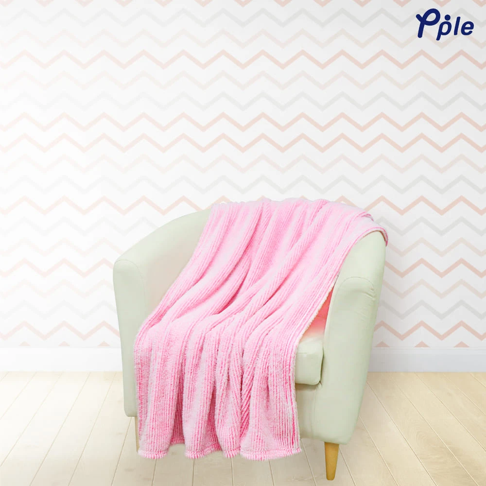 Stripe Frosted Plush Throw (Vivid Pink)