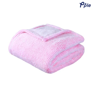 Stripe Frosted Plush Throw (Vivid Pink)