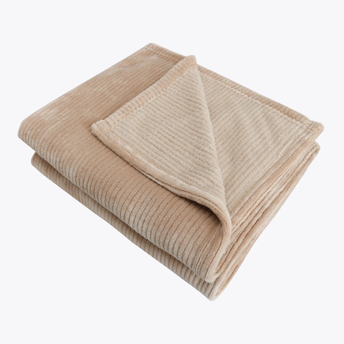 Stripe Jacquard Flannel Blanket (Brown)