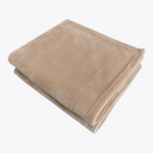 Stripe Jacquard Flannel Blanket (Brown)