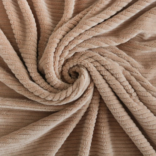 Stripe Jacquard Flannel Blanket (Brown)