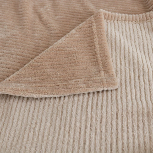 Stripe Jacquard Flannel Blanket (Brown)