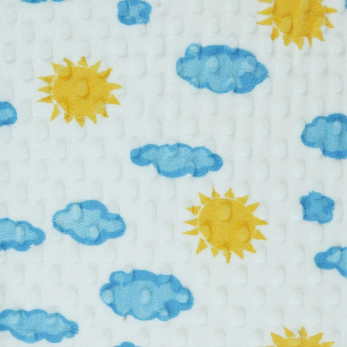 Sun and Cloud Printed Dimple Touch Velfleece Reversible Sherpa Baby Blanket (Yellow)