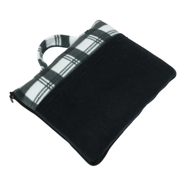 Tartan Printed Fleece Picnic Blanket (Black,White)