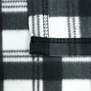 Tartan Printed Fleece Picnic Blanket (Black,White)