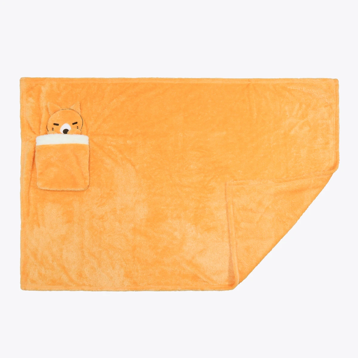 Terry 3D Embroidery Portable Plush Blanket (Orange)