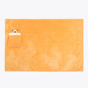 Terry 3D Embroidery Portable Plush Blanket (Orange)