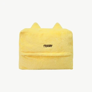 Terry Embroidery Plush Hand Warmer Pillow Blanket (Yellow,Orange)