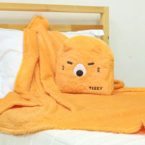 Terry V2 3D Embroidery Plush Backpack Blanket (Orange)