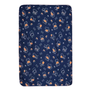 Ton's Favorite Food Printed Terry Reversible to Navy Velour Blanket (Binding) 30x40