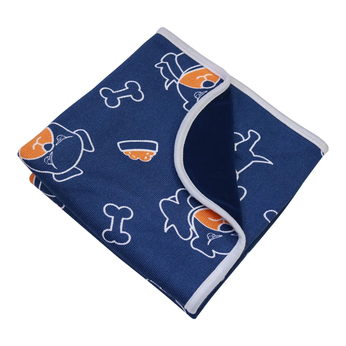 Ton's Favorite Food Printed Terry Reversible to Navy Velour Blanket (Binding) 30x40