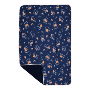 Ton's Favorite Food Printed Terry Reversible to Navy Velour Blanket (Binding) 40x60