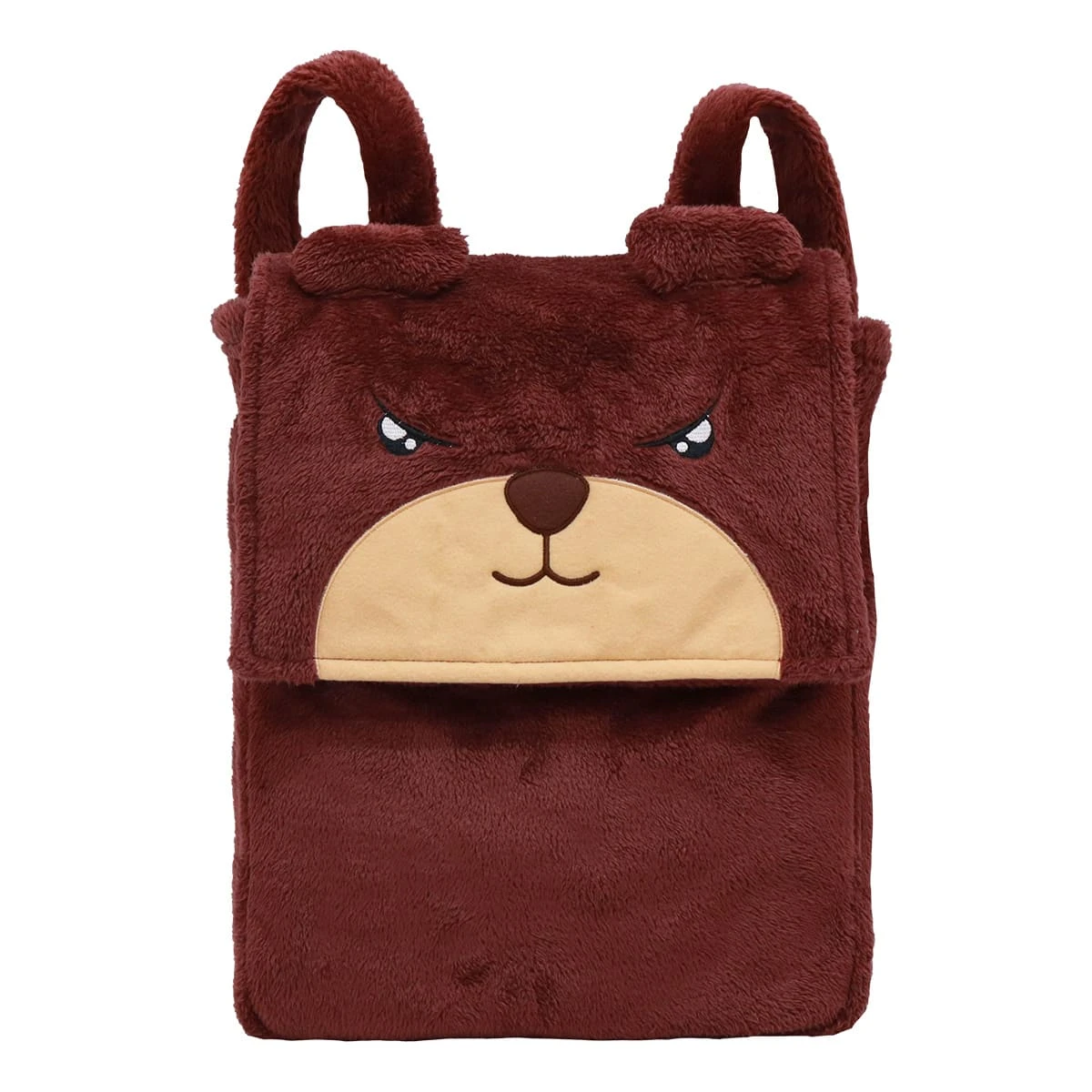 Ton 3D Embroidery Backpack with Plush Blanket (Red Brown)