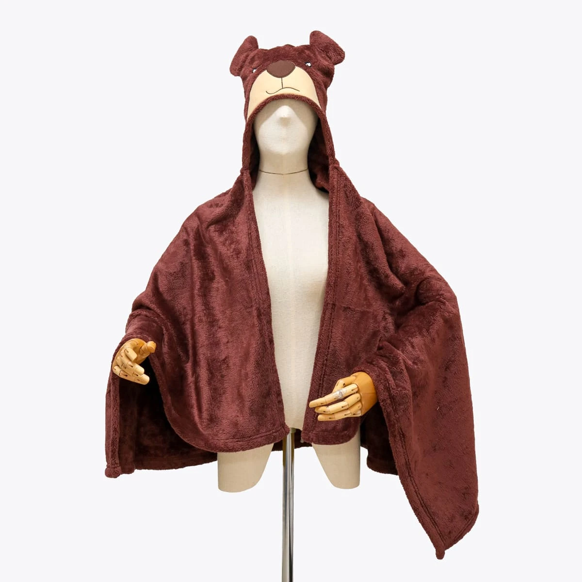 Ton 3D Embroidery Hooded Plush Blanket (Red Brown)