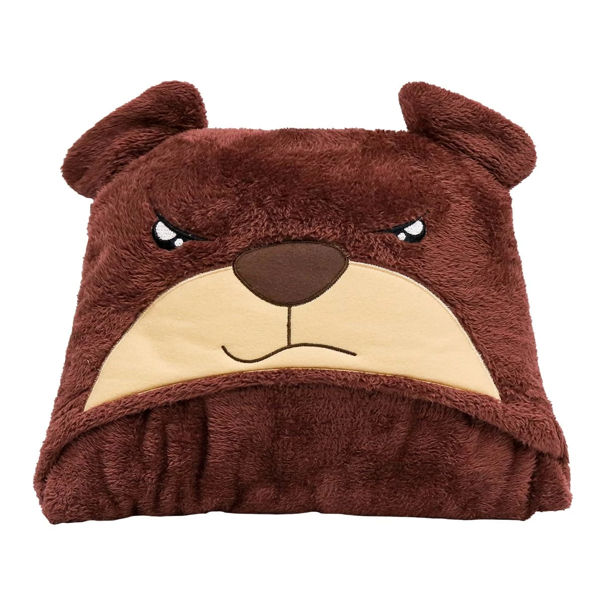 Ton 3D Embroidery Hooded Plush Blanket (Red Brown)