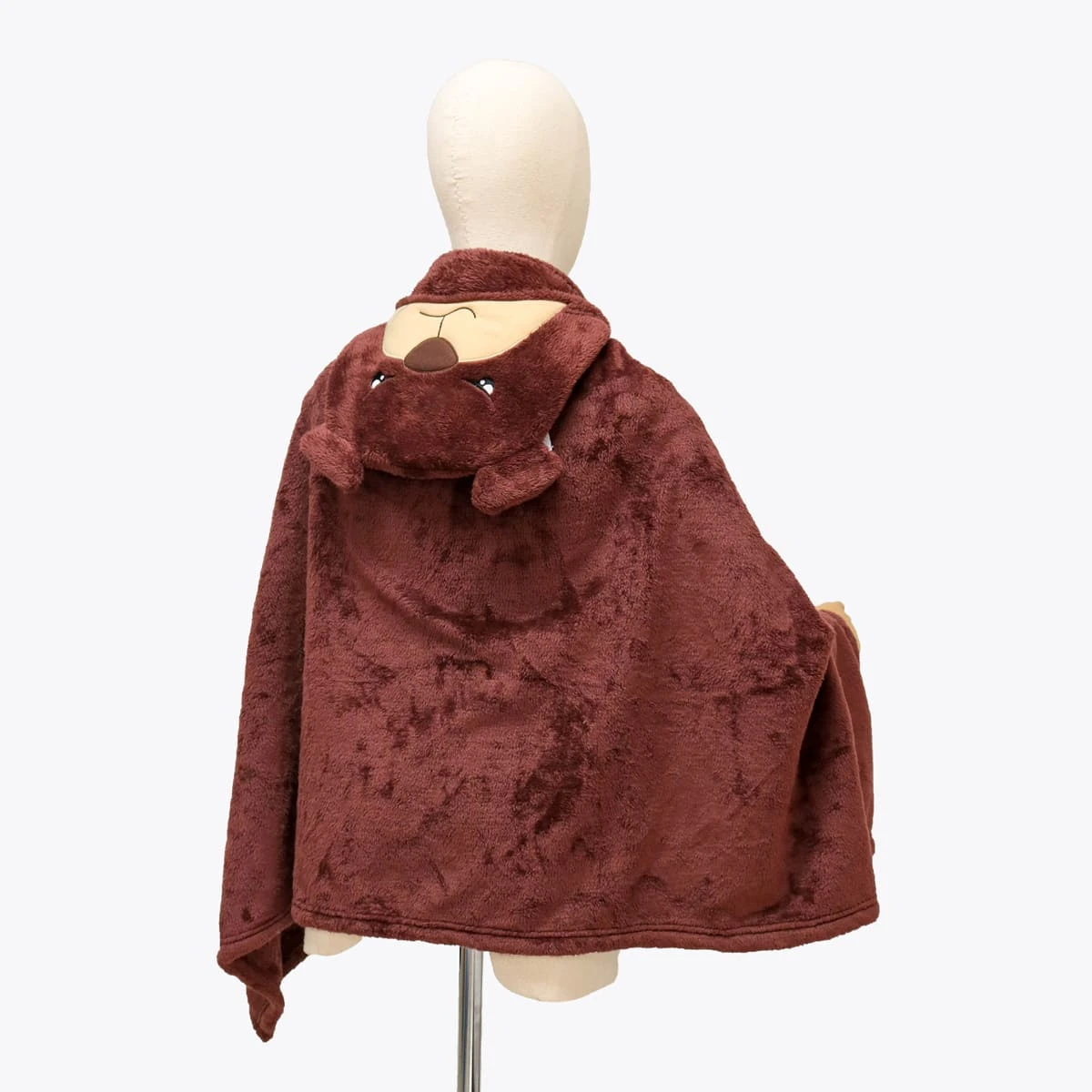 Ton 3D Embroidery Hooded Plush Blanket (Red Brown)