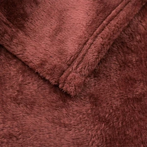 Ton 3D Embroidery Hooded Plush Blanket (Red Brown)