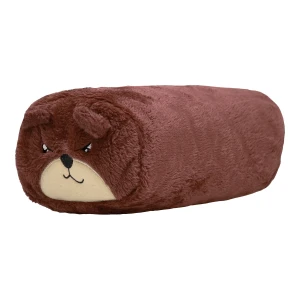 Ton 3D Embroidery Plush Bolster Blanket (Red Brown)