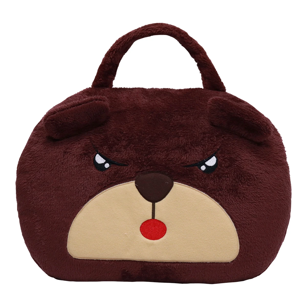 Ton 3D Embroidery Plush Carry-on Blanket (Red Brown)